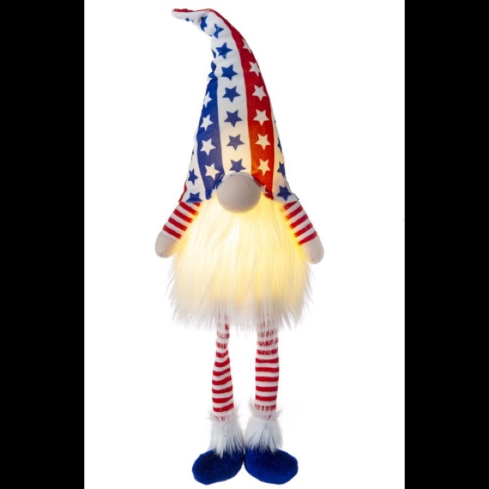 light up gnome Patriotic USA 6” x 20” blue white red stripe star America…